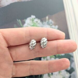 Silver Croissant Stud Earrings